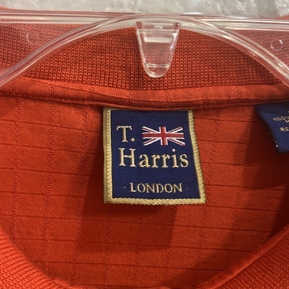 T. Harris London Men’s Long Sleeve Polo Shirt orange size Medium - Picture 5 of 7